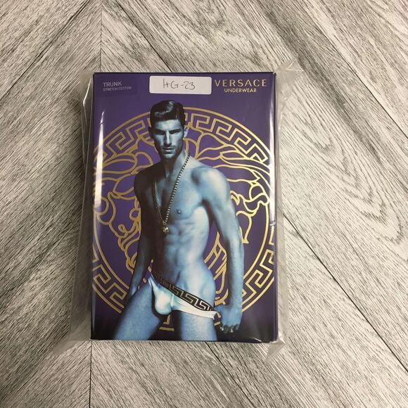 VERSACE Mens Stretch Cotton Trunk Underwear Bi-Pack Black Gold New - Picture 4 of 4